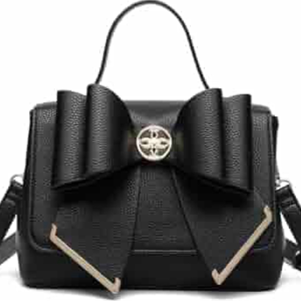 Black Mini Bag with Bow and Silver Accents